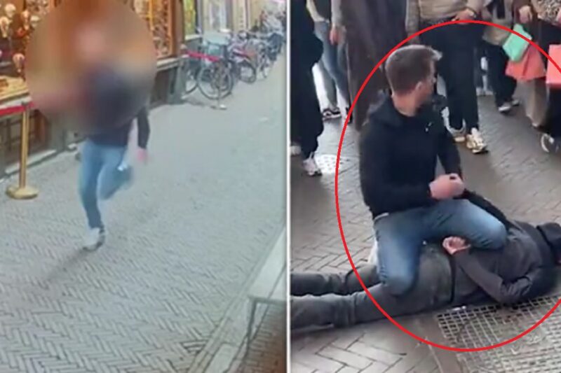 Brit chases down and tackles knifeman: கத்தியோடு மக்களை குத்த வந்த நபரை மடக்கிய பிரிட்டன் இளைஞர்