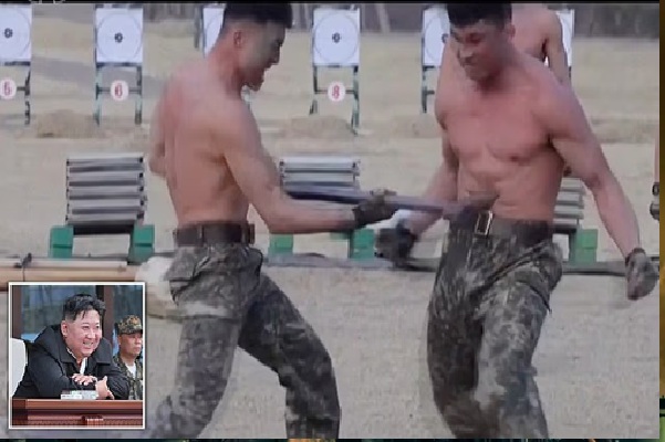 வீரர்கள் கோடரிகளால் ஒருவரையொருவர் அடித்துக்கொள்வதைப் கைதட்டி ரசித்த  கிம் ஜாங் உன்!