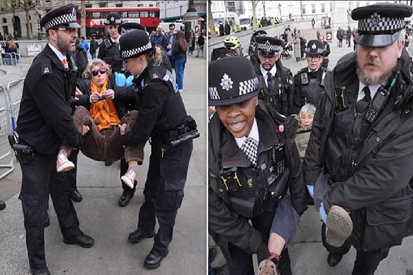 லண்டனில் தடை செய்யப்பட்ட குழுவிற்கு ஆதரவாக வெடித்த போராட்டம்! 82 வயது முதியவர் உட்பட 100 பேர் கைது.