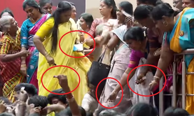 திமுக மகளிர் அணி கூட்டத்தில் GIFTக்காக அடிபட்ட பெண்கள்- பெரும் தள்ளு-முள்ளு