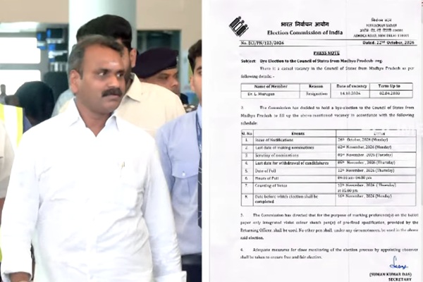 மத்திய பிரதேச மாநிலங்களவை எம்பி இடைத்தேர்தல்: எல். முருகன் ராஜினாமாவால் தேர்தல் ஆணையம் அறிவிப்பு!